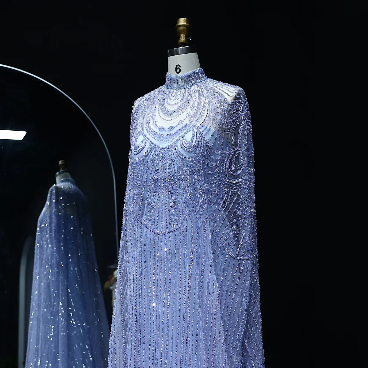 Luxury Nude Beaded High Neck 2 pieces Evening Dress SS080