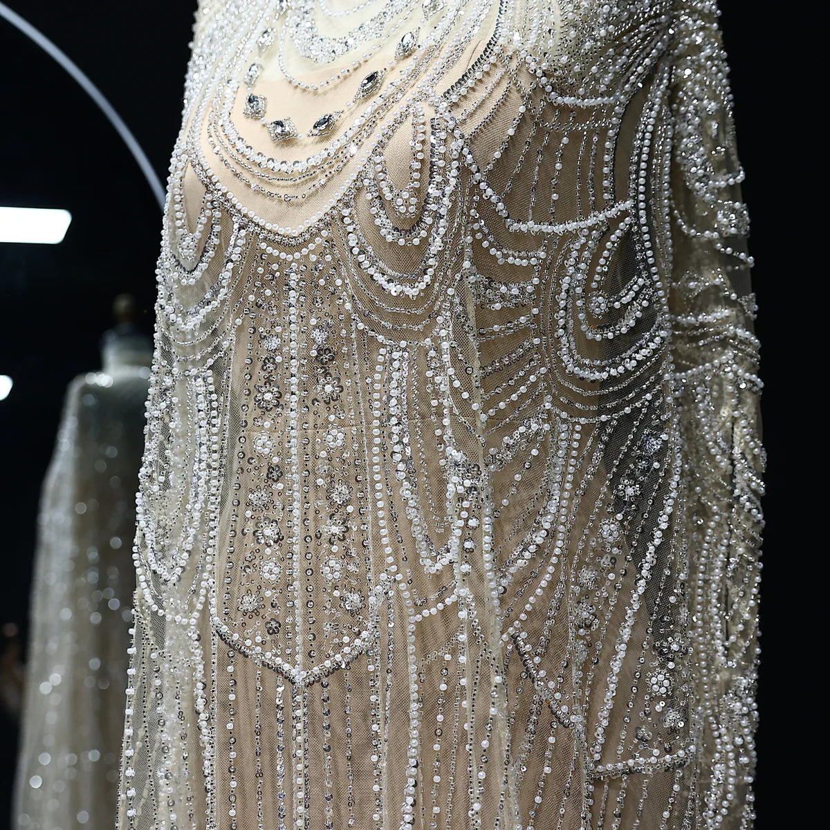 Luxury Nude Beaded High Neck 2 pieces Evening Dress SS080