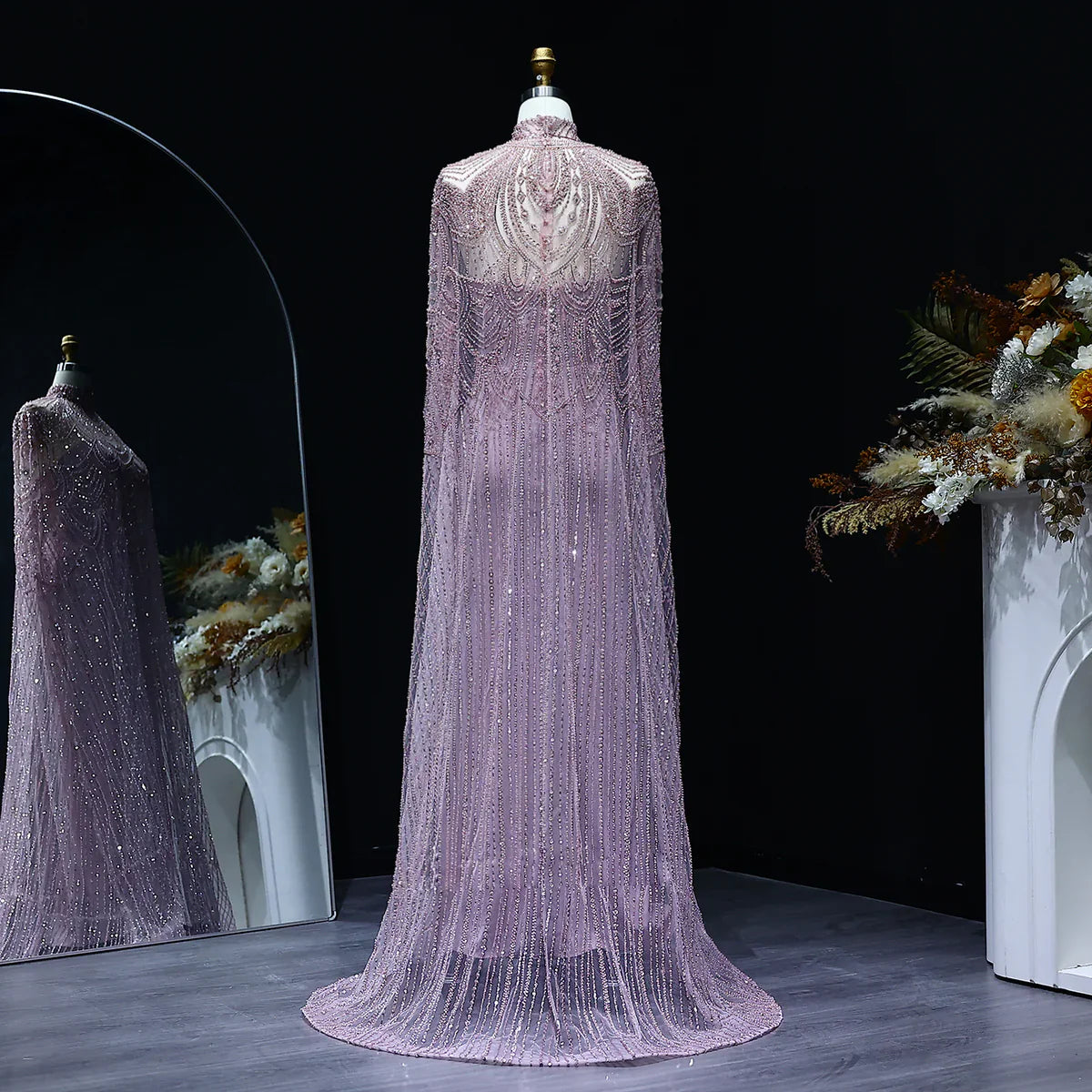 Luxury Nude Beaded High Neck 2 pieces Evening Dress SS080