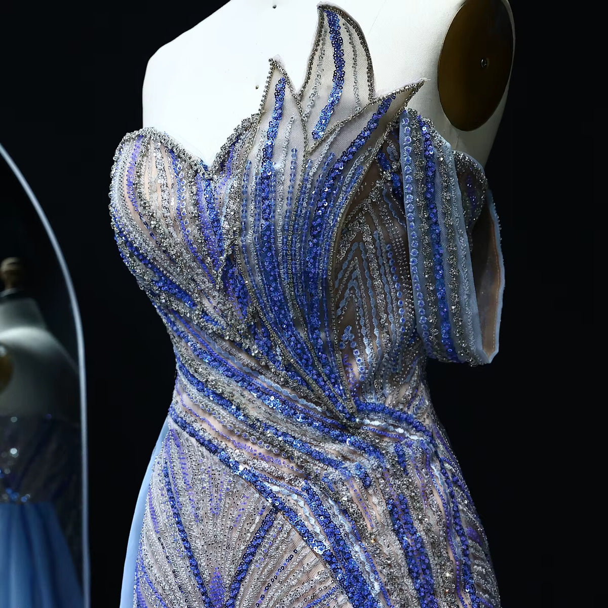 Luxury One Shoulder Mermaid Evening Dress with Overskirt SS257