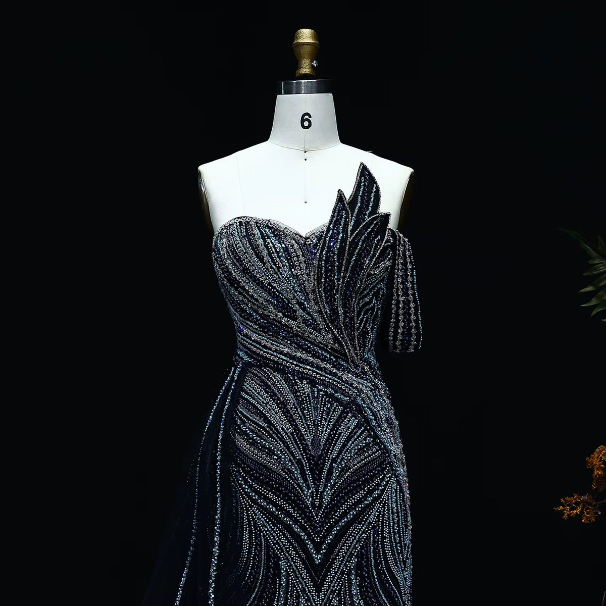Luxury One Shoulder Mermaid Evening Dress with Overskirt SS257