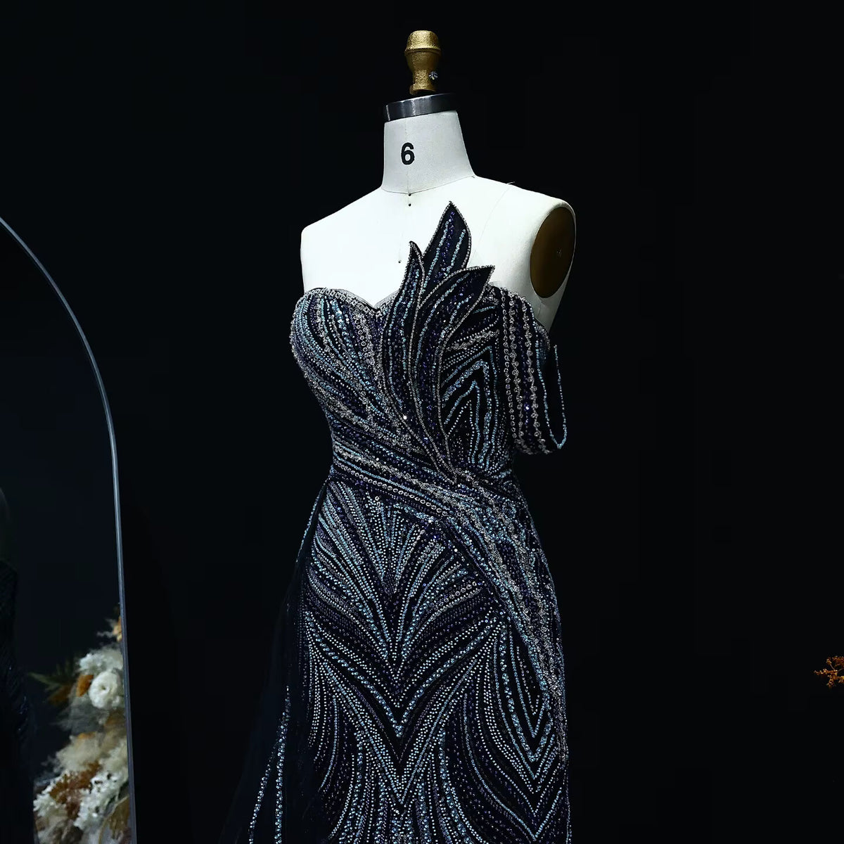 Luxury One Shoulder Mermaid Evening Dress with Overskirt SS257