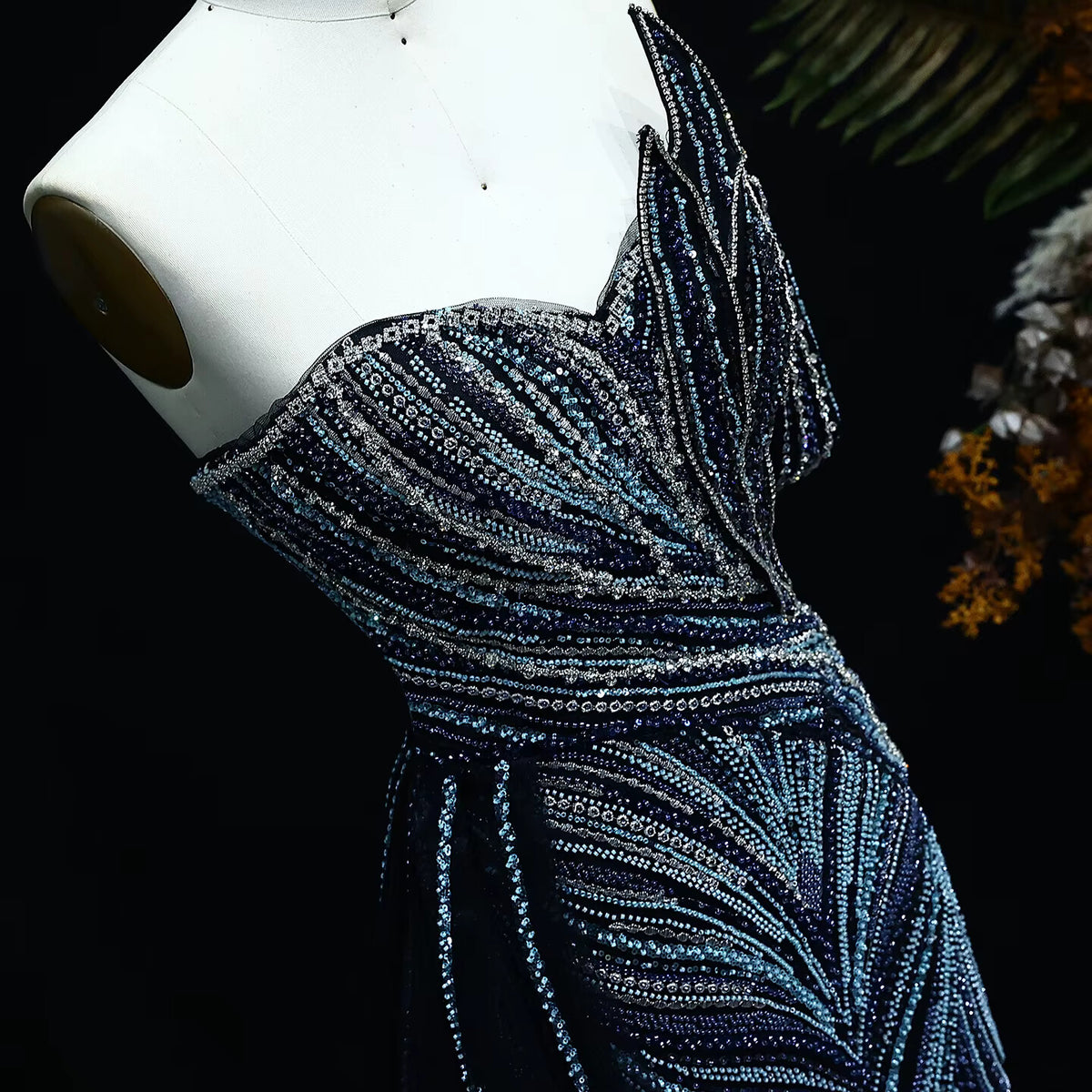Luxury One Shoulder Mermaid Evening Dress with Overskirt SS257
