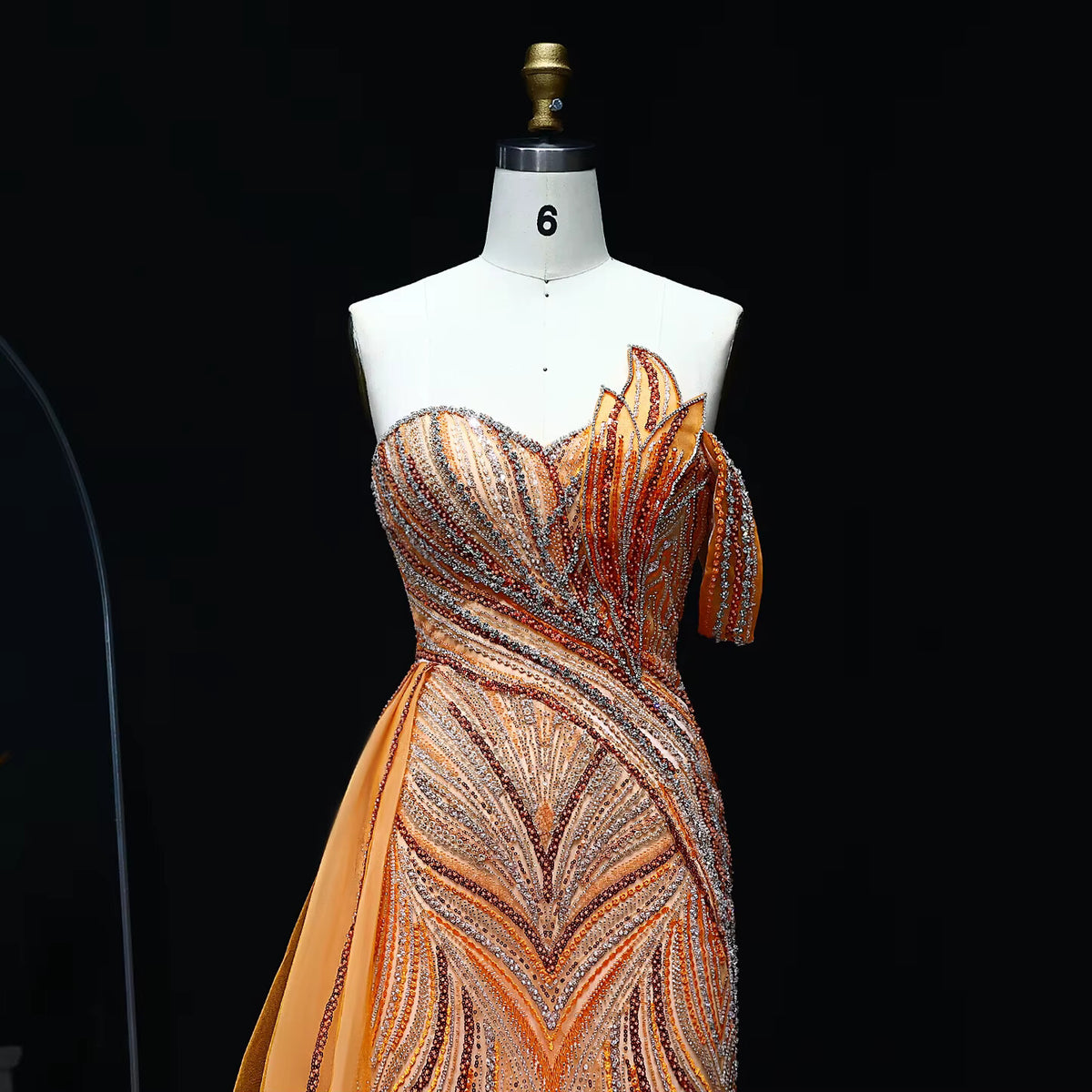 Luxury One Shoulder Mermaid Evening Dress with Overskirt SS257