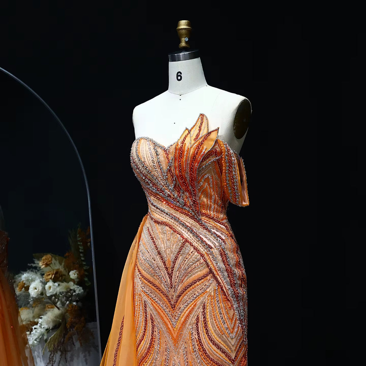 Luxury One Shoulder Mermaid Evening Dress with Overskirt SS257