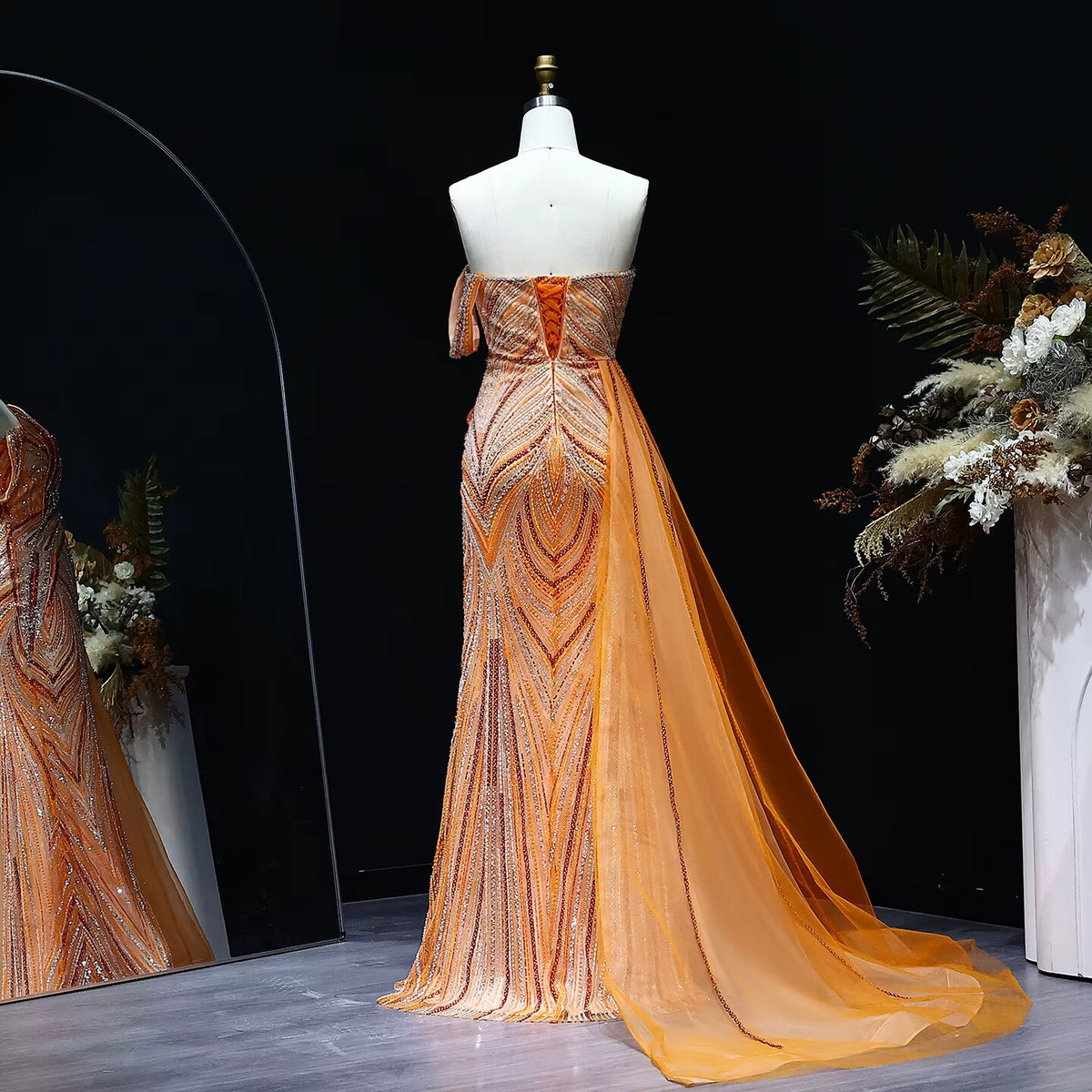 Luxury One Shoulder Mermaid Evening Dress with Overskirt SS257