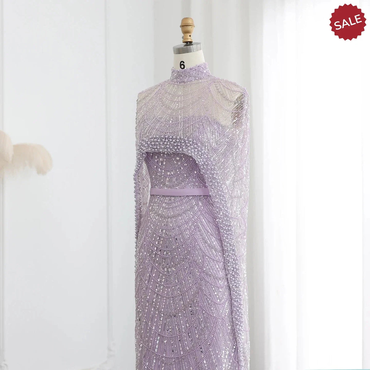 Luxury Pearls Dubai Champagne Evening Dresses with Cape 2023 New Arabic Women Mermaid Wedding Party Prom Dress SS369