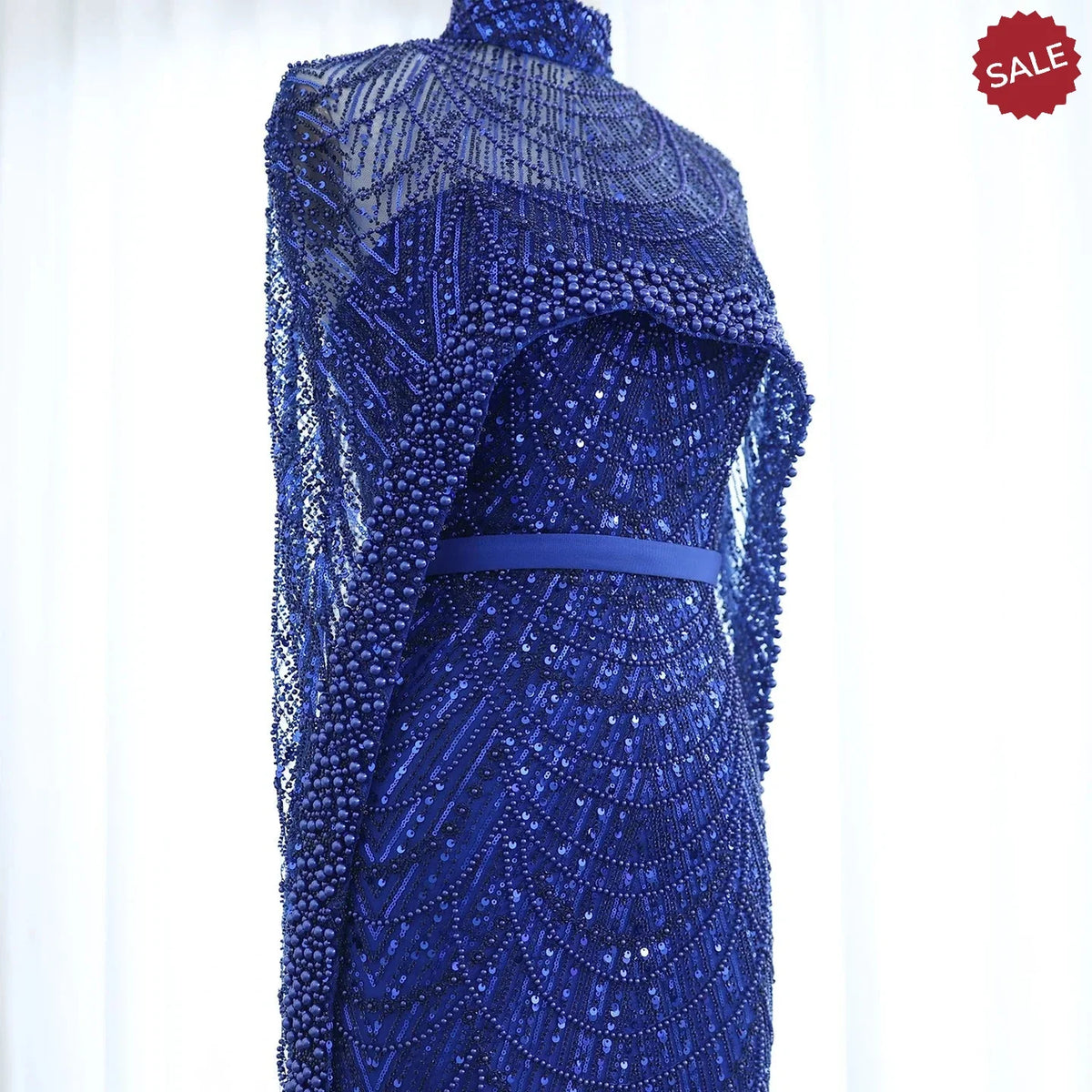 Luxury Pearls Dubai Champagne Evening Dresses with Cape 2023 New Arabic Women Mermaid Wedding Party Prom Dress SS369