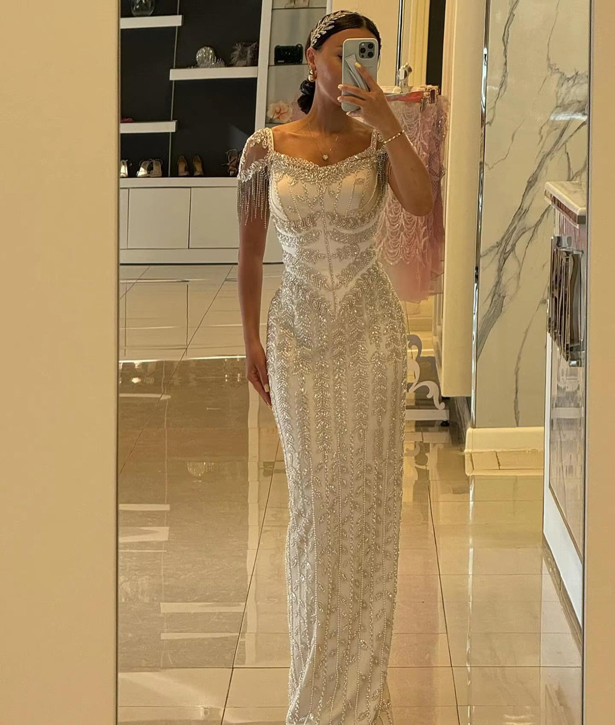 Luxury Pink Cream Evening Dress Formal Party Gowns SS150