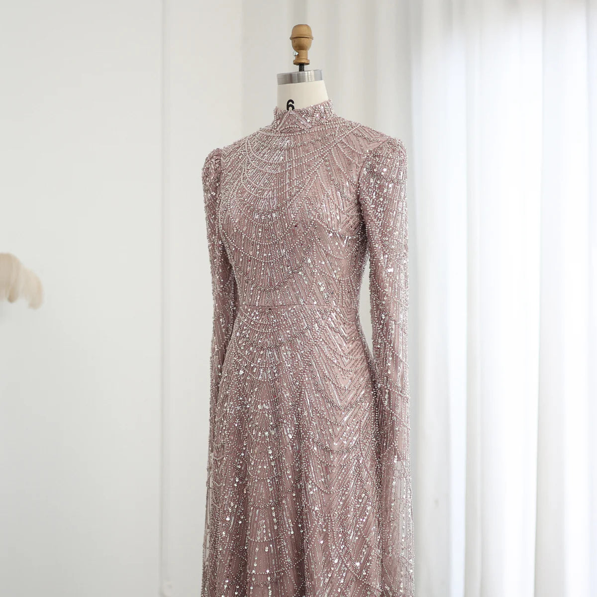 Luxury Sage Green Evening Dress with Cape Sleeves SS260