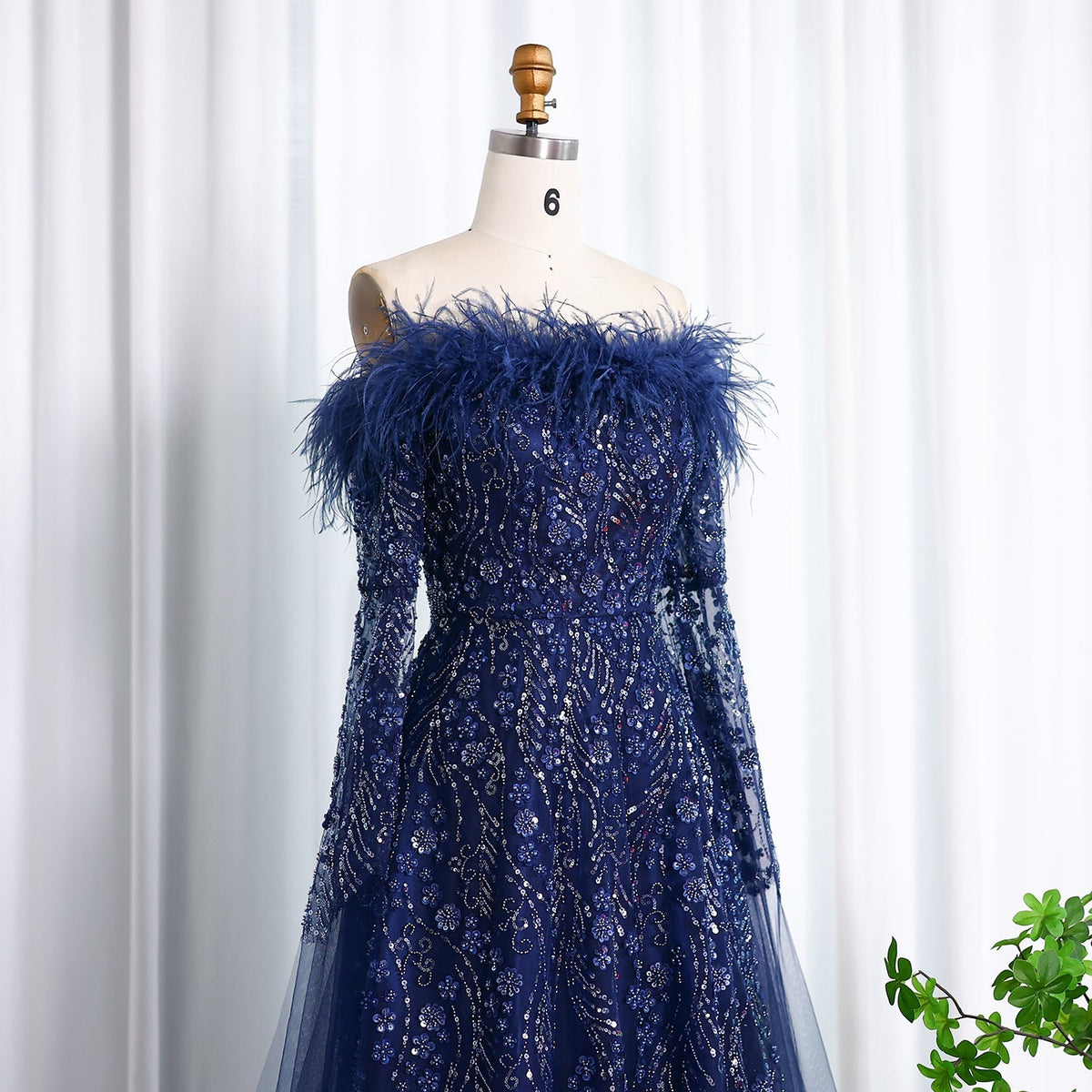 Off Shoulder Feathers Brown Evening Dress with Cape Sleeves SS135