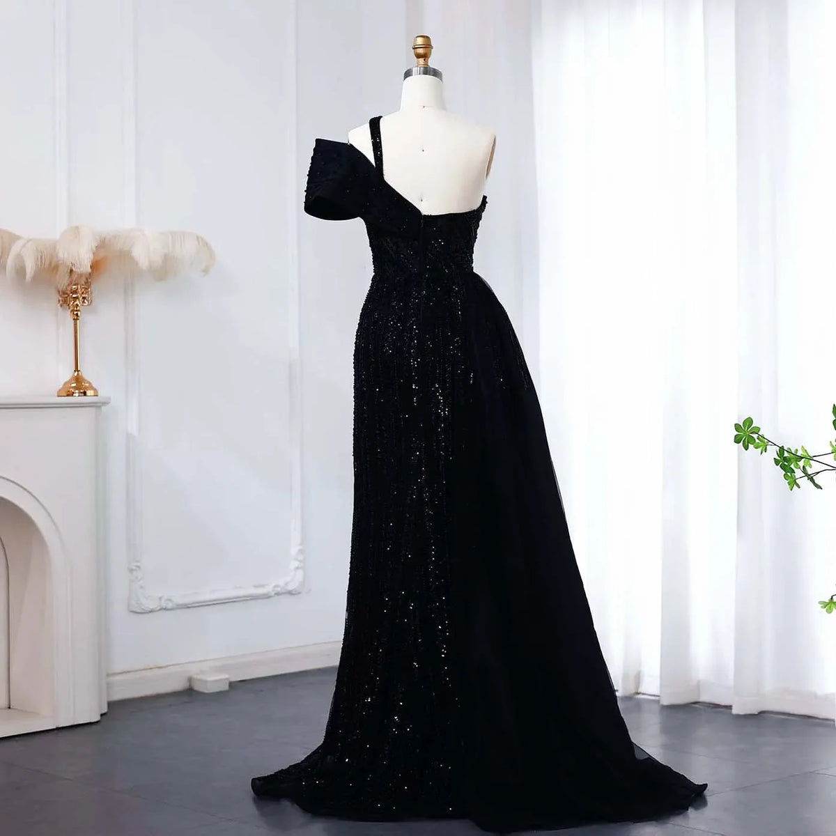 One Shoulder Blue Luxury Dubai Evening Dress SS023