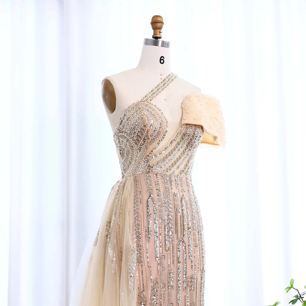 One Shoulder Blue Luxury Dubai Evening Dress SS023