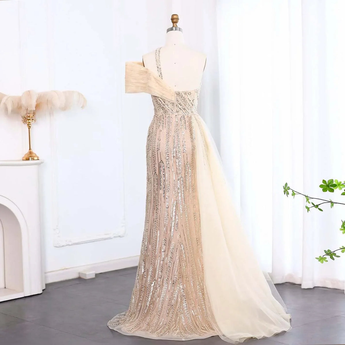 One Shoulder Blue Luxury Dubai Evening Dress SS023