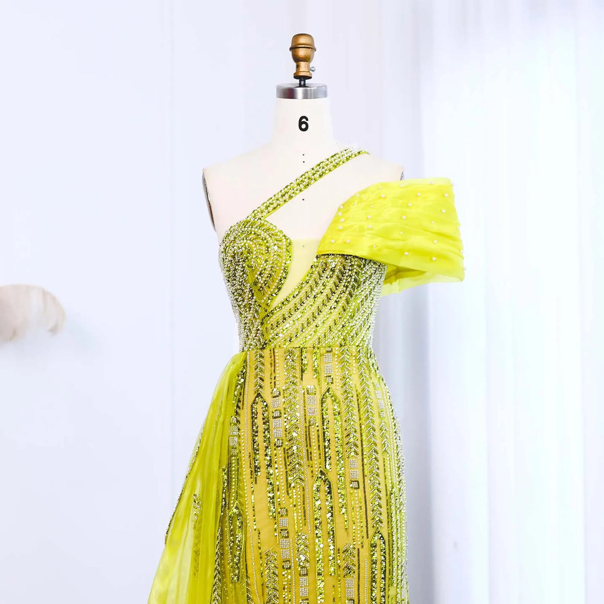 One Shoulder Blue Luxury Dubai Evening Dress SS023