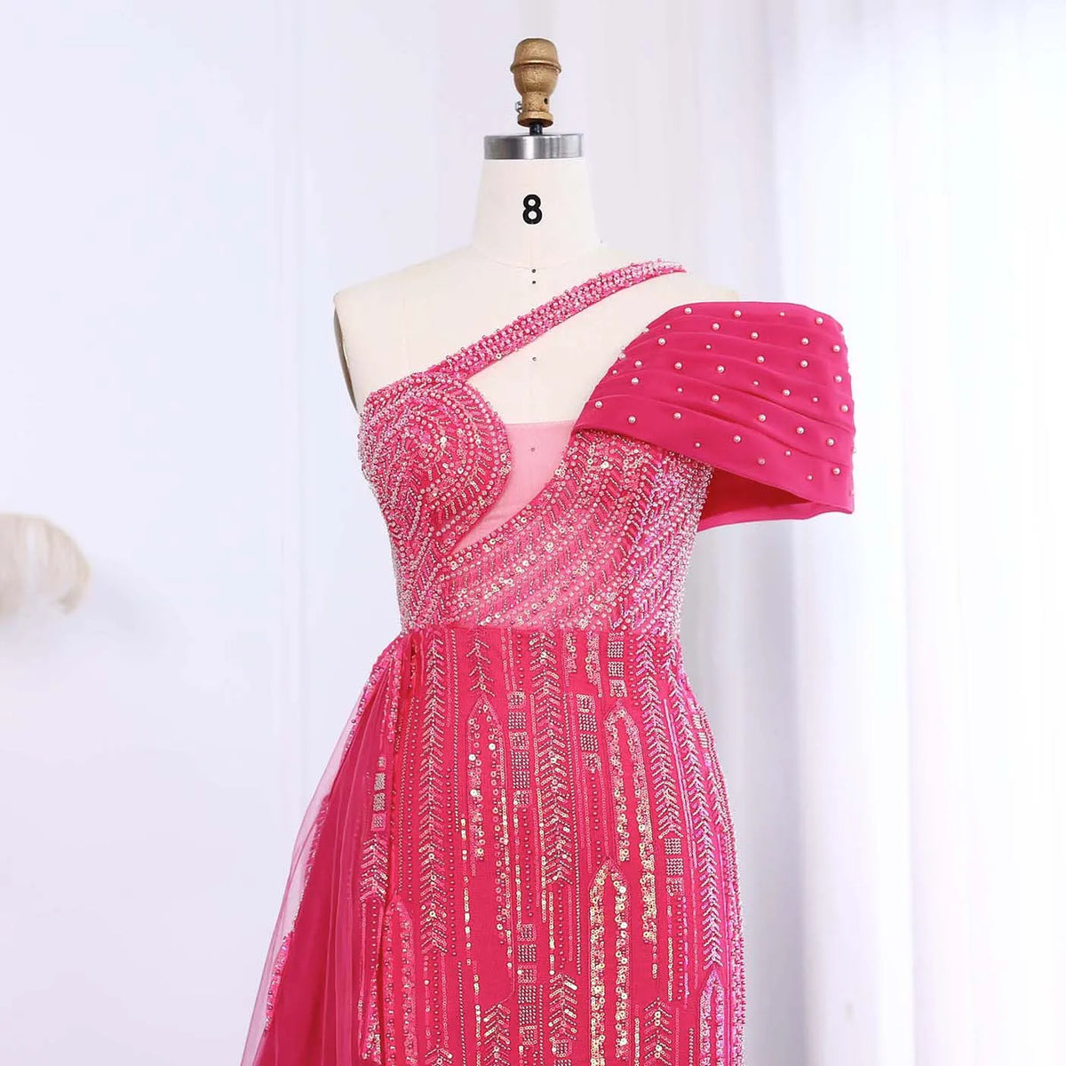 One Shoulder Blue Luxury Dubai Evening Dress SS023