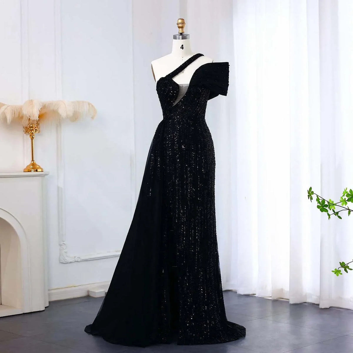 One Shoulder Blue Luxury Dubai Evening Dress SS023