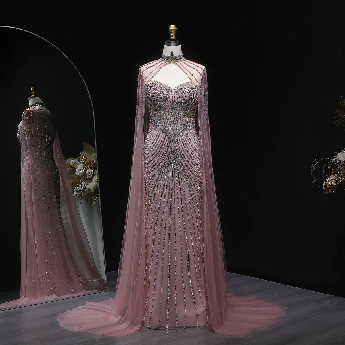 Jill Wish Pink Crystal Evening Dress for Parties Weddings SS017