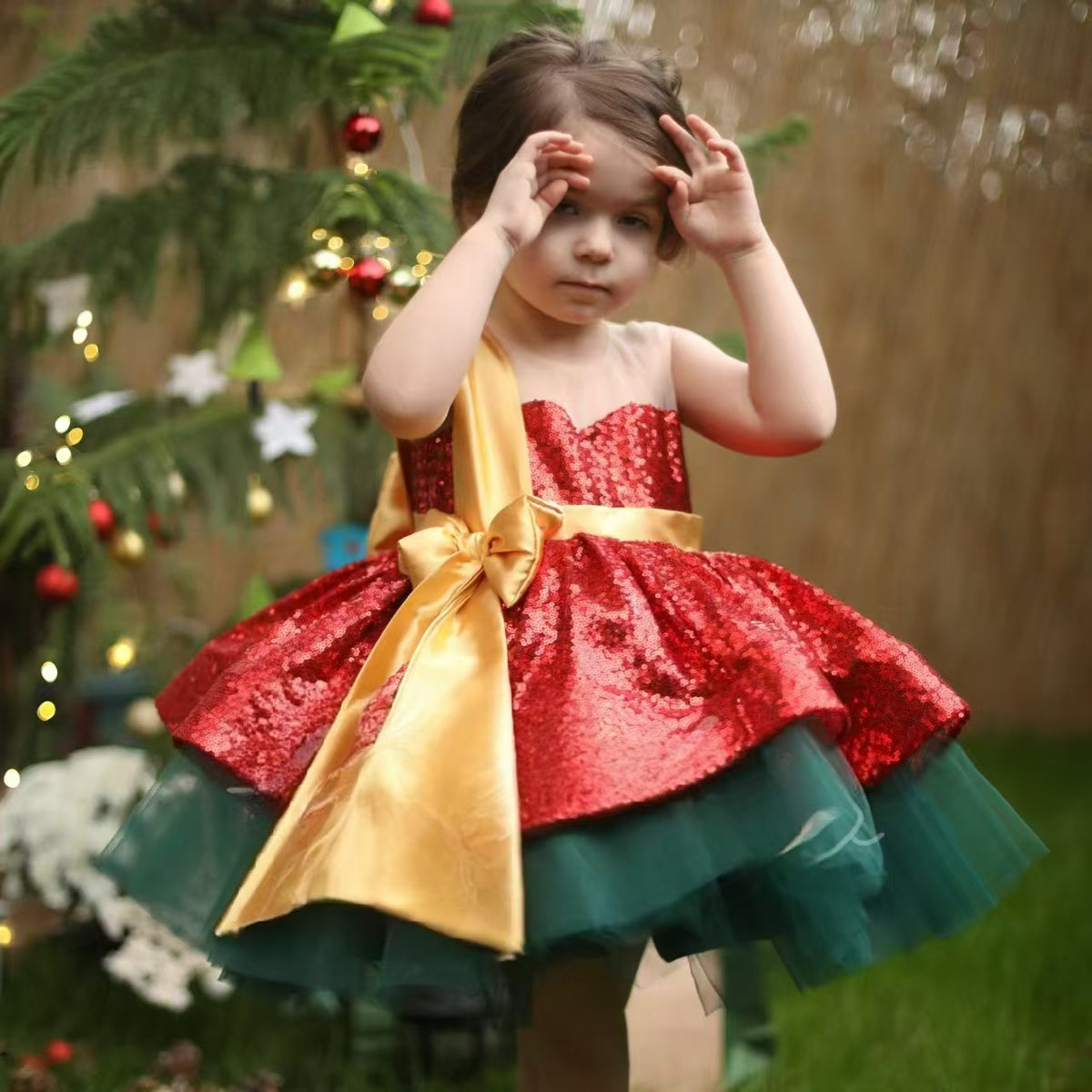 Christmas Girl Dress Lovely for Kids Princess Birthday Gown J712