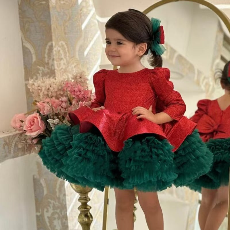Christmas Girl Dress Lovely Kids Princess Festival Birthday Gown D193