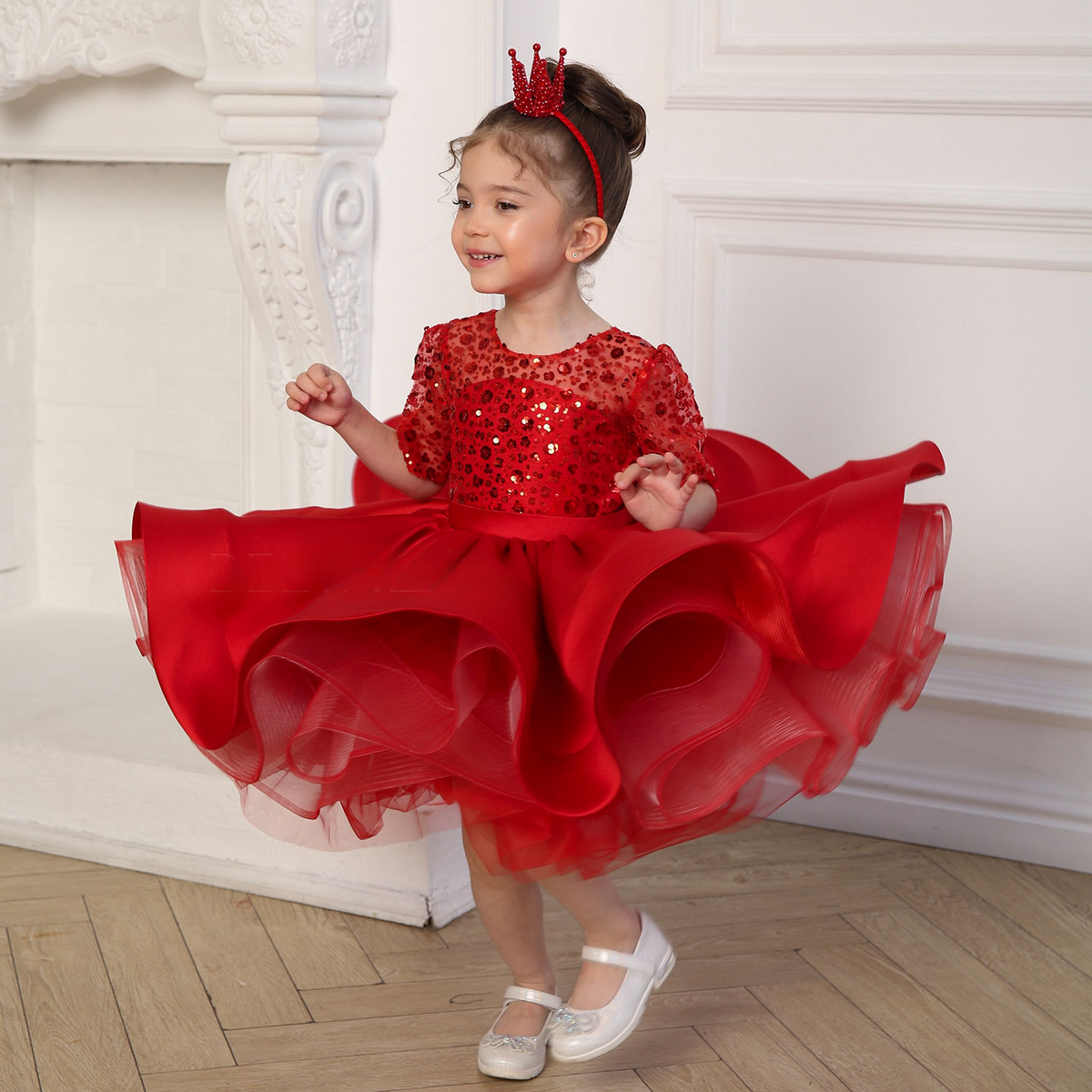 Red Sequin Girls Dress M089