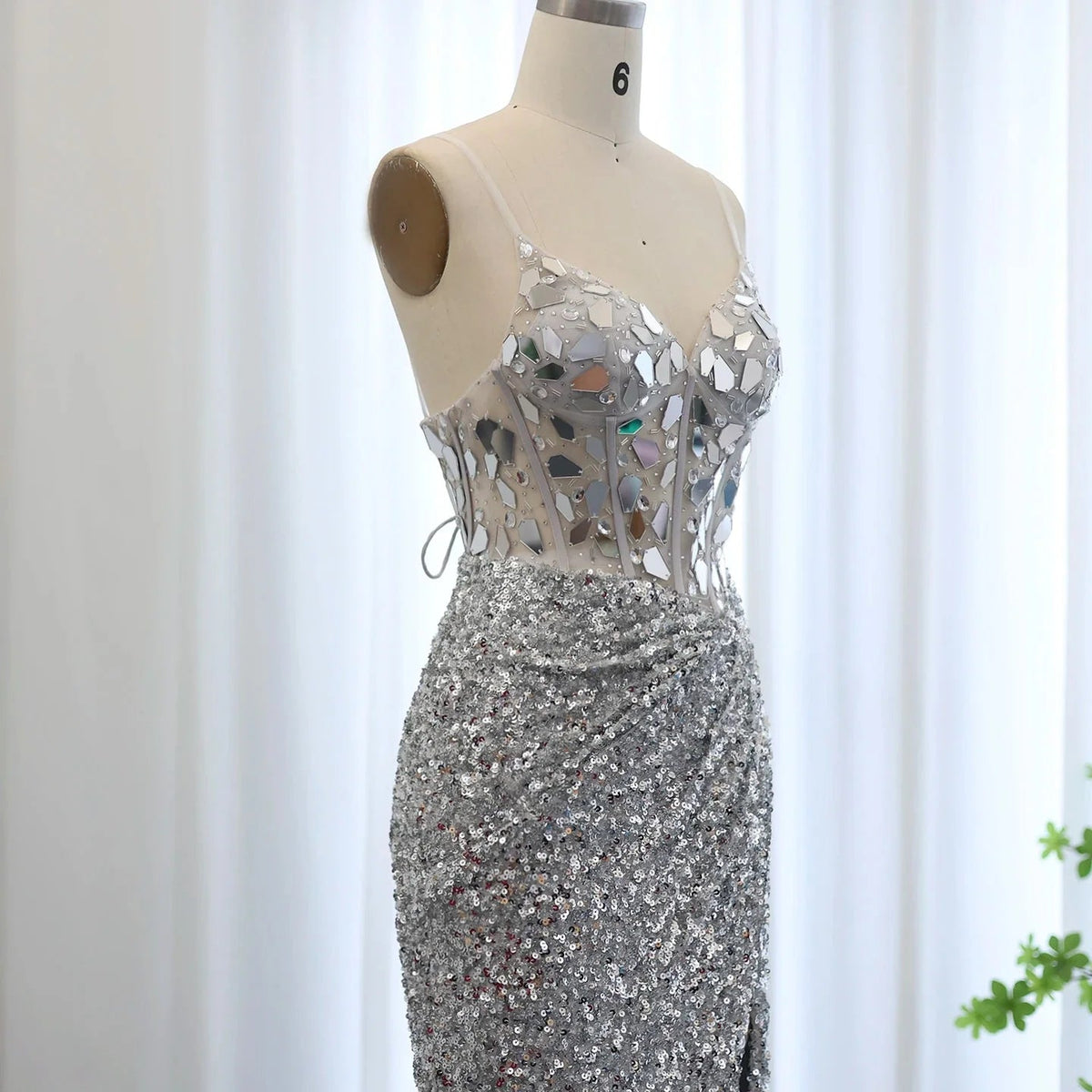 Sexy Spaghetti Straps Wine Red Sequin Mermaid Prom Evening Dresses Elegant Black Silver Long Party Gowns SS166