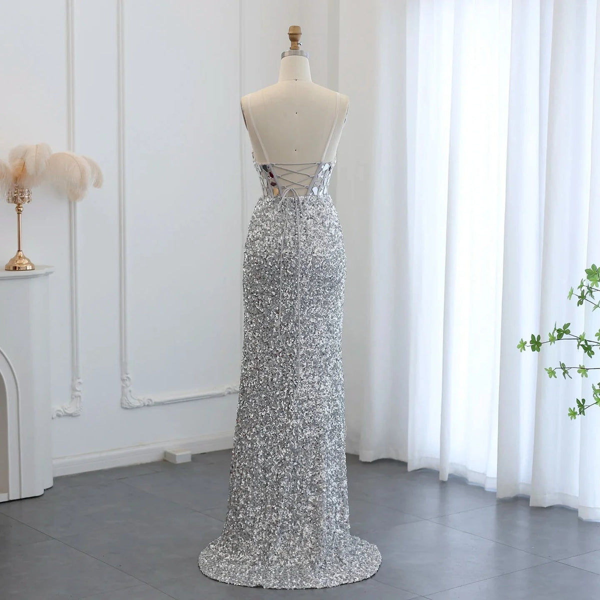 Sexy Spaghetti Straps Wine Red Sequin Mermaid Prom Evening Dresses Elegant Black Silver Long Party Gowns SS166