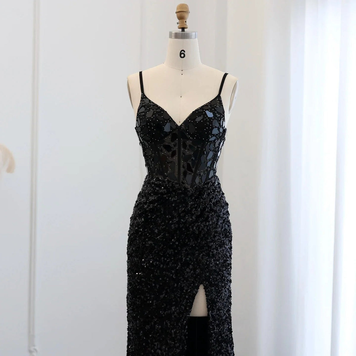 Sexy Spaghetti Straps Wine Red Sequin Mermaid Prom Evening Dresses Elegant Black Silver Long Party Gowns SS166