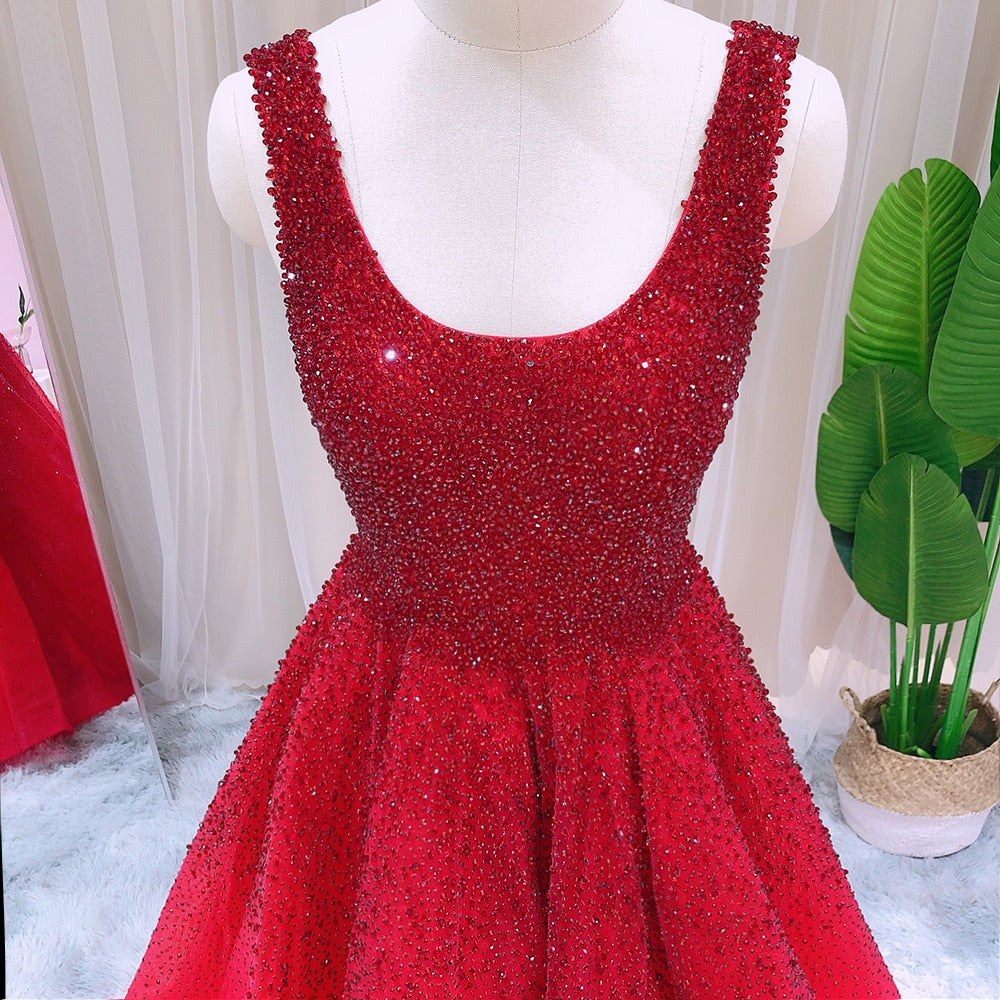 Sparkly Crystal Burgundy Ball Gown Evening Dresses Luxury Dubai Gold Formal Party Dress for Women Wedding Prom SS208