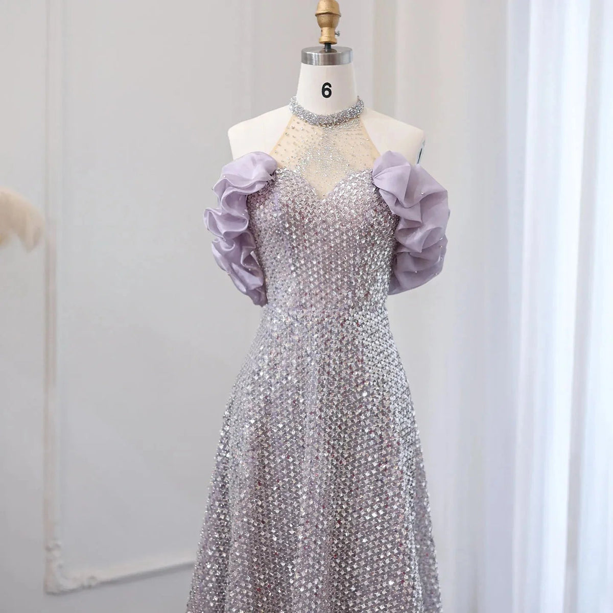 Sparkly Sequin Off Shoulder Purple Evening Dresses 2024 Elegant Crystal Formal Dress for Women Wedding Party SS507
