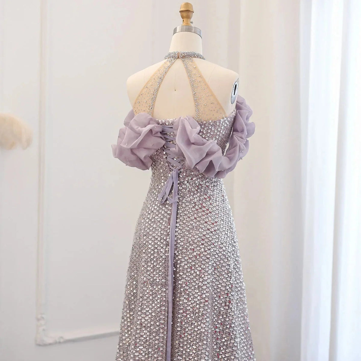 Sparkly Sequin Off Shoulder Purple Evening Dresses 2024 Elegant Crystal Formal Dress for Women Wedding Party SS507