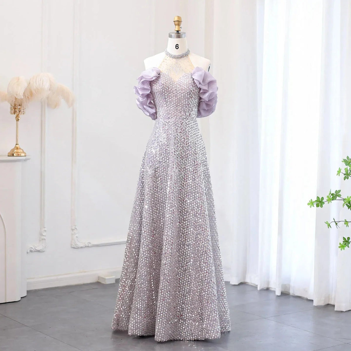 Sparkly Sequin Off Shoulder Purple Evening Dresses 2024 Elegant Crystal Formal Dress for Women Wedding Party SS507