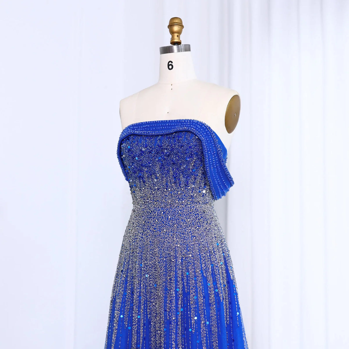 Turquoise Blue Luxury Dubai Evening Dress Off Shoulder SS191