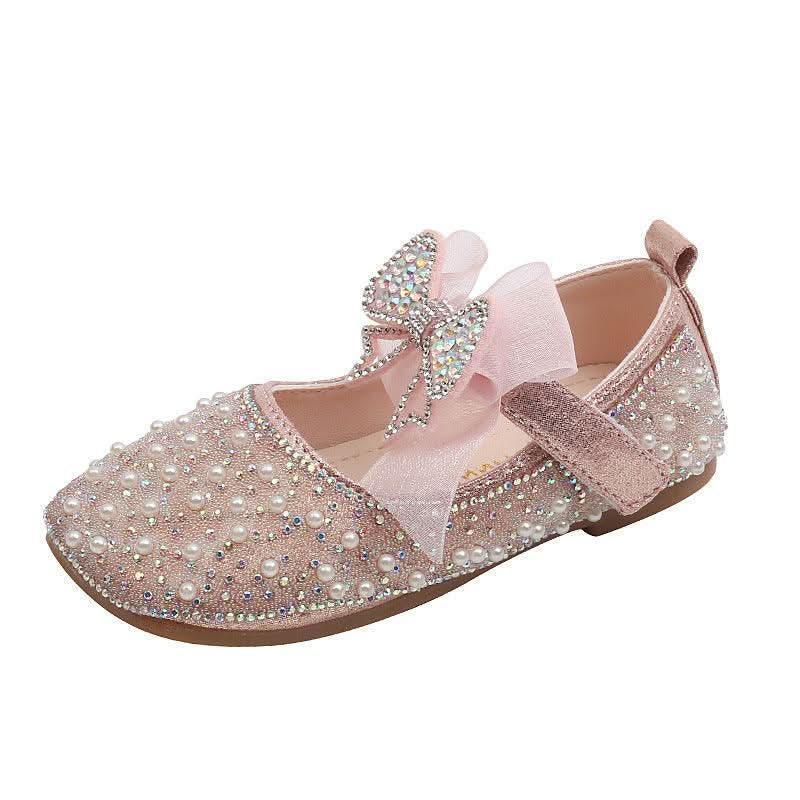 Girls pearl rhinestone bow Mary Jane flats - view 3