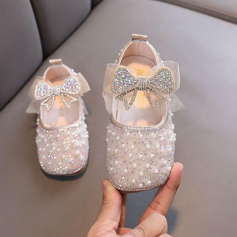 Girls pearl rhinestone bow Mary Jane flats - view 4