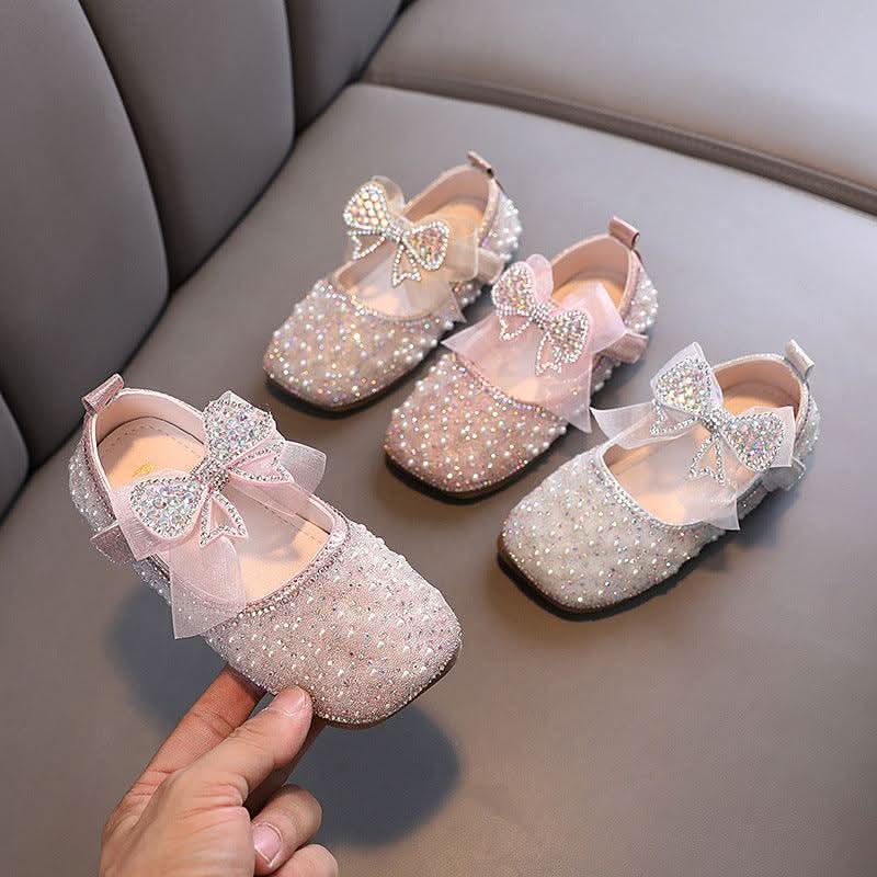 Girls pearl rhinestone bow Mary Jane flats - view 5