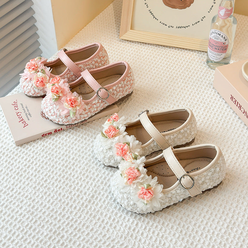 Girls floral embellished Mary Jane flats - view 3