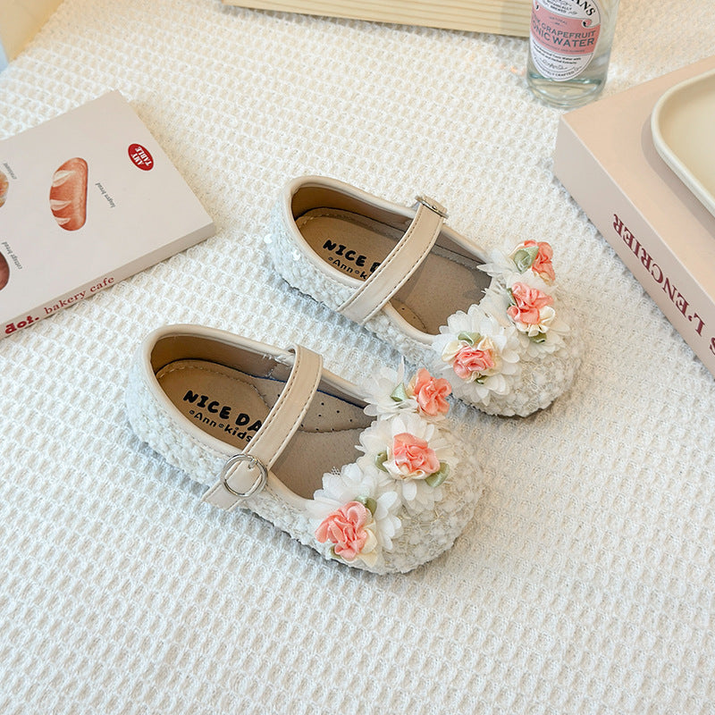 Girls floral embellished Mary Jane flats - view 5