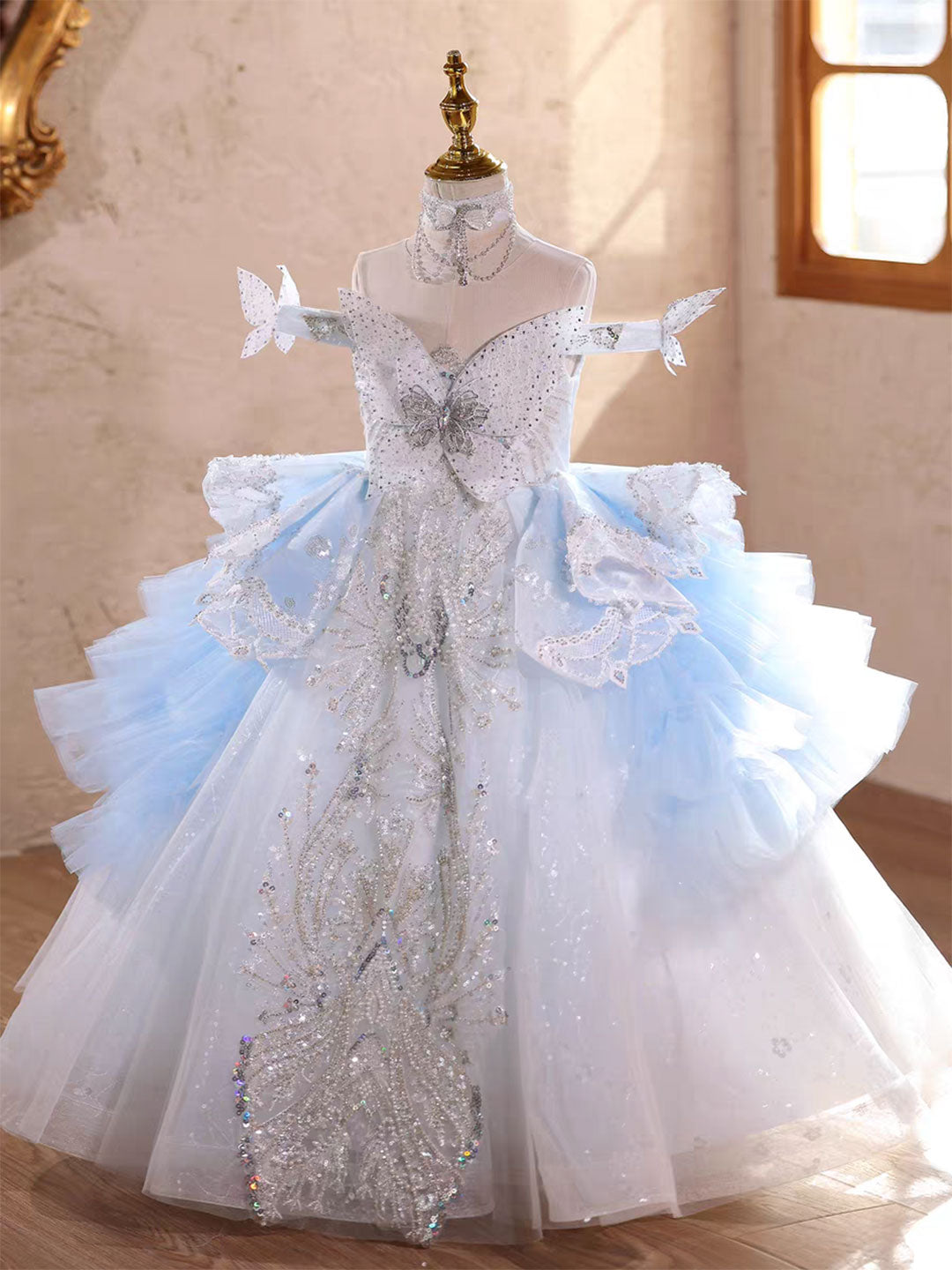 Blue Princess Girl Dress Beaded Birthday Pageant Party Gown D232 – Jill Wish