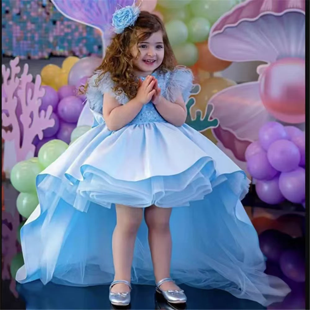 Eleagnt Princess Girl Dress Kids Birthday Party Formal Gown J591