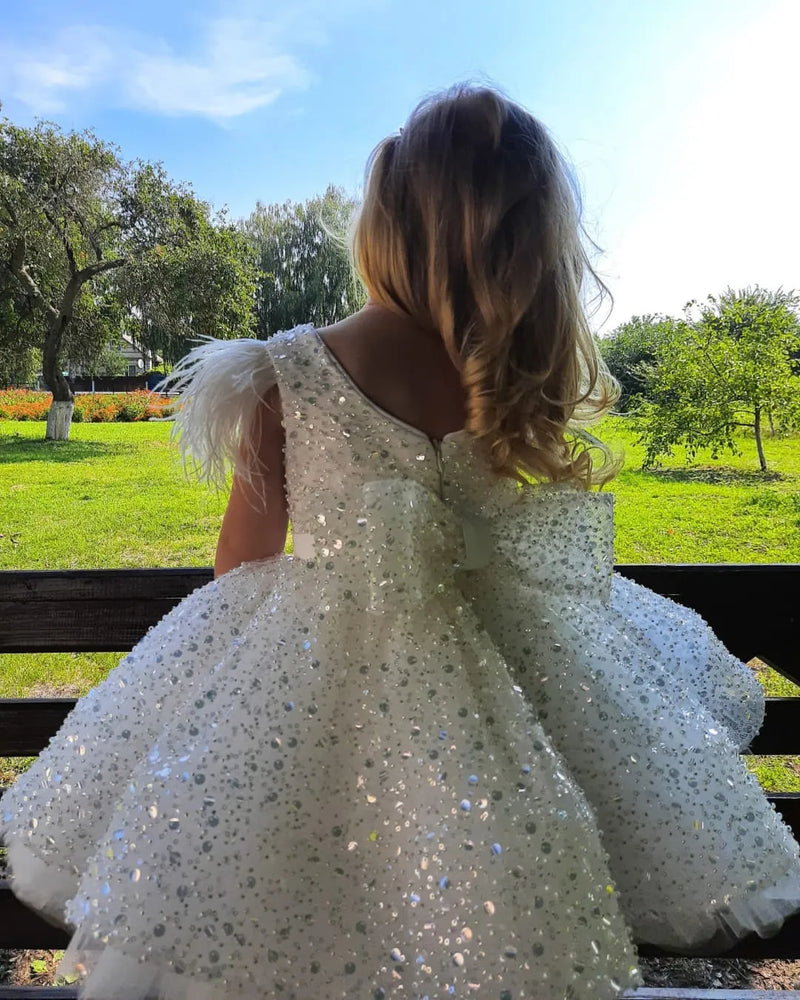 C001 White flower girl dress