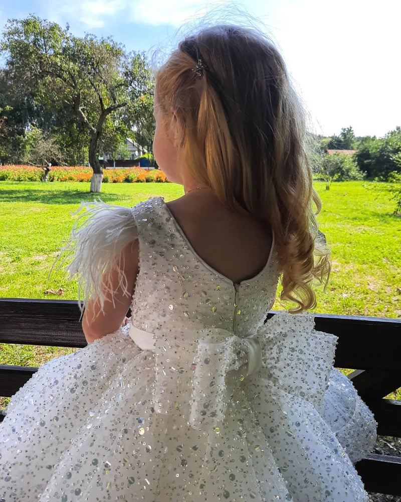 C001 White flower girl dress