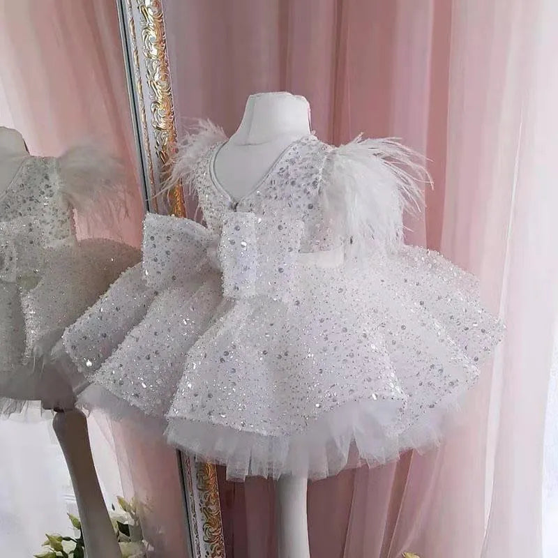 C001 White flower girl dress