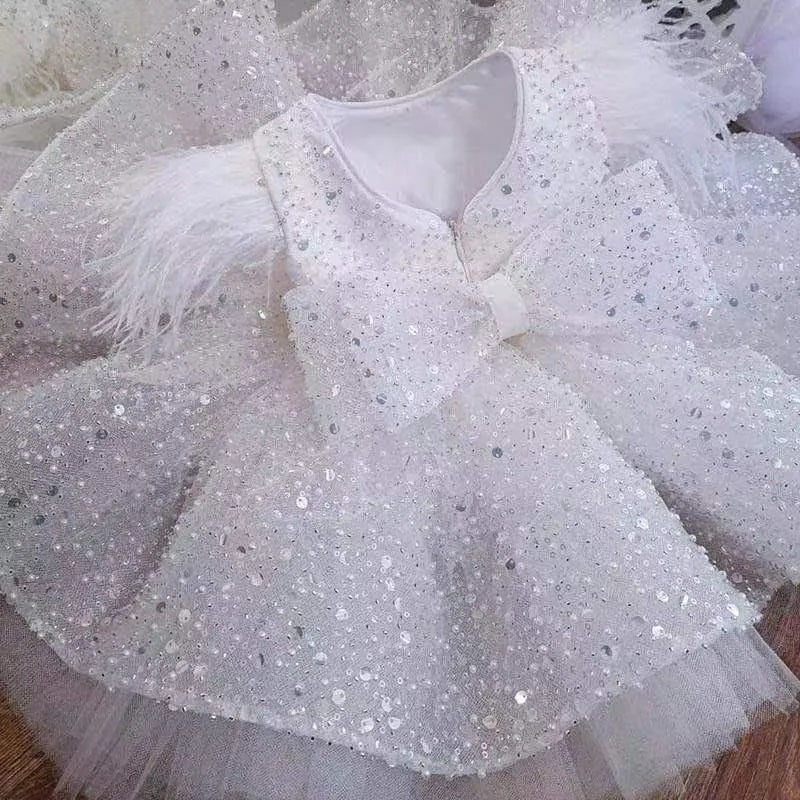 C001 White flower girl dress