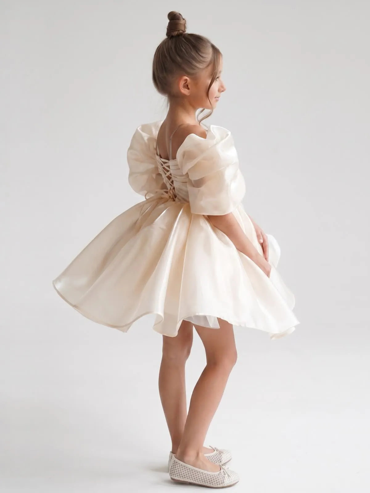 C003 Light Champagne flower girl dress