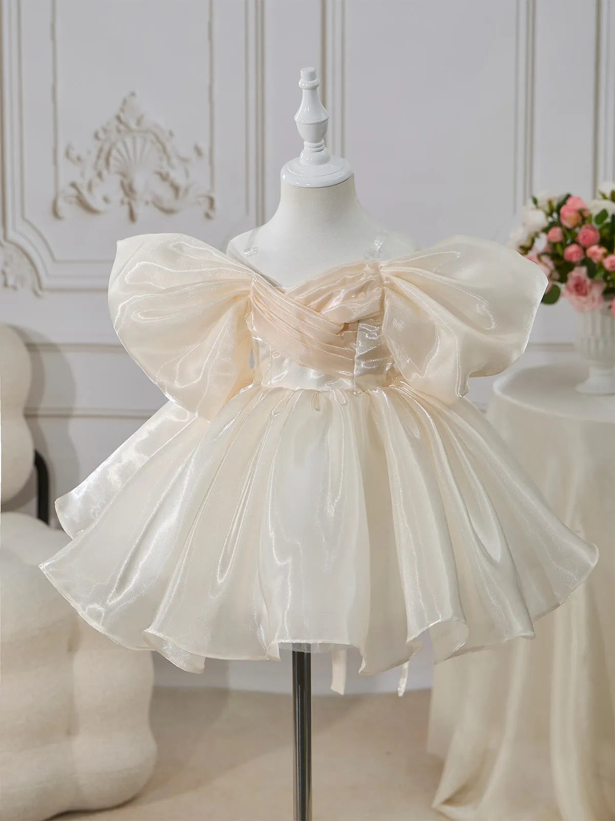 C003 Light Champagne flower girl dress