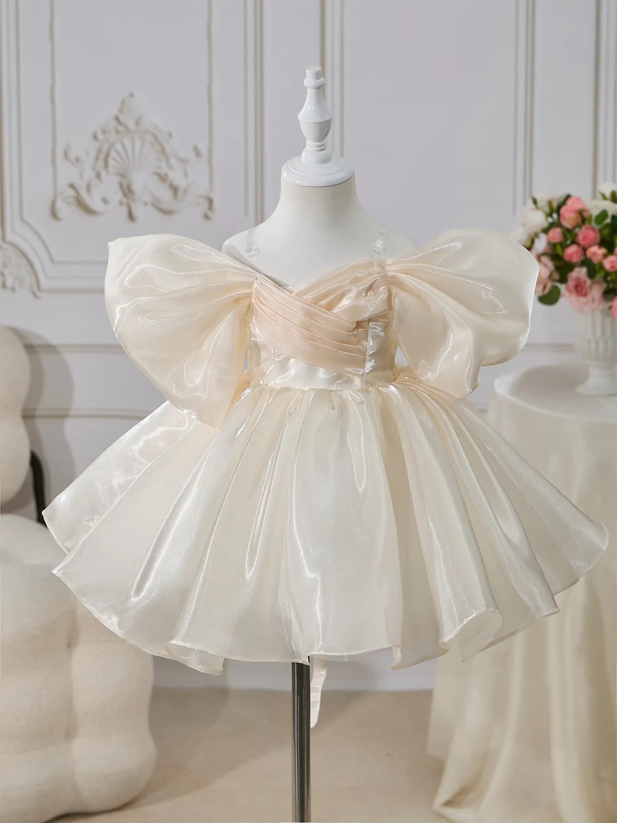 C003 Light Champagne flower girl dress