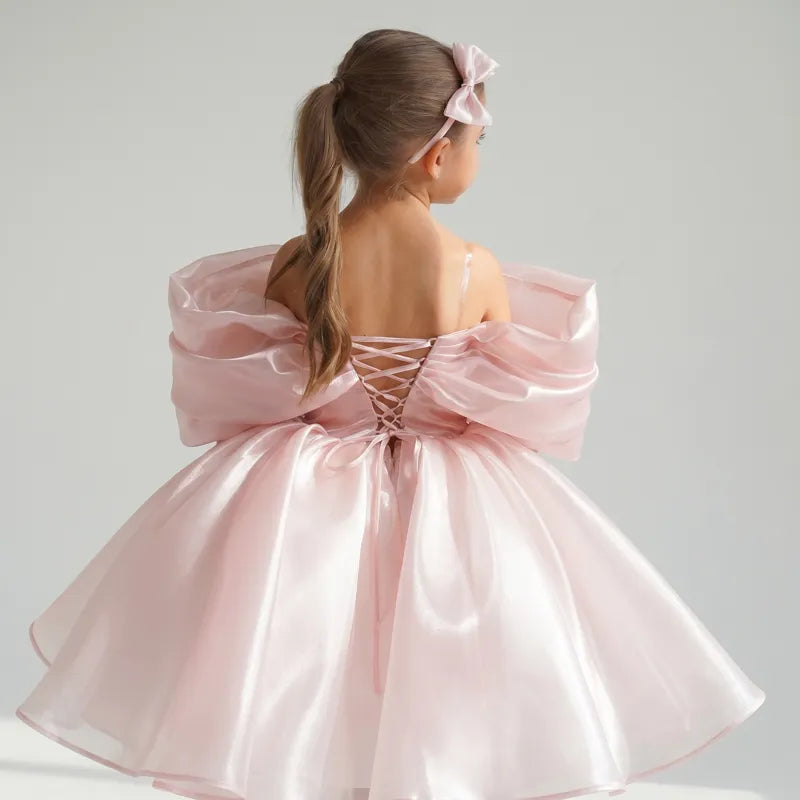 C003 Pink flower girl dress