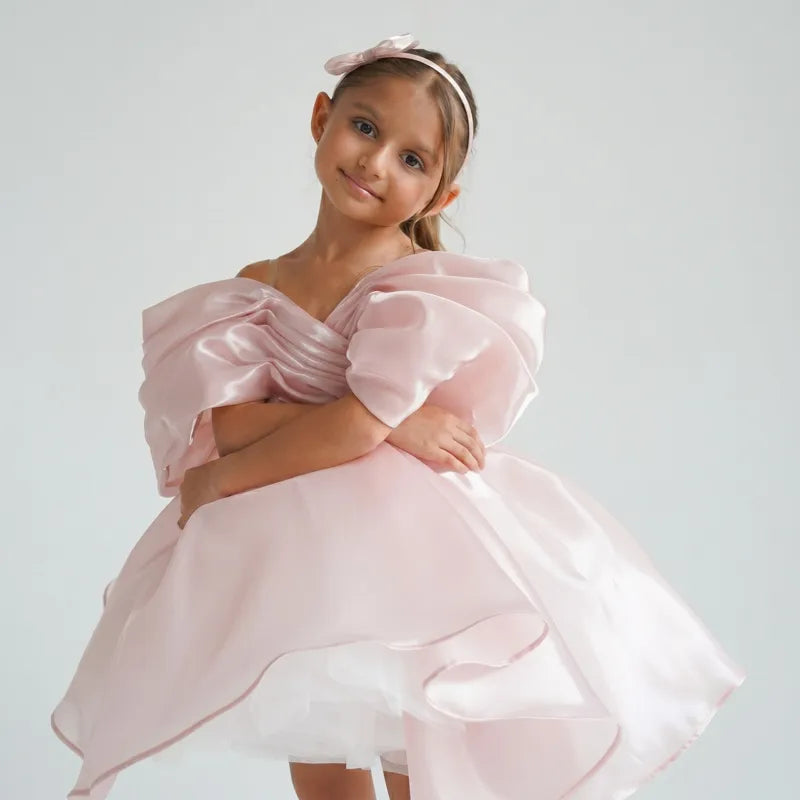 C003 Pink flower girl dress