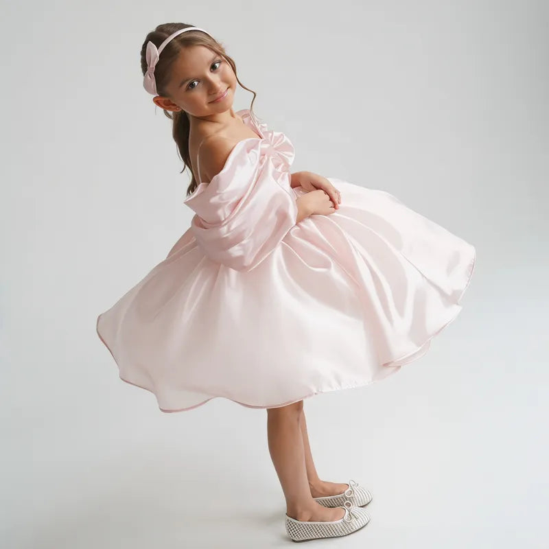 C003 Pink flower girl dress